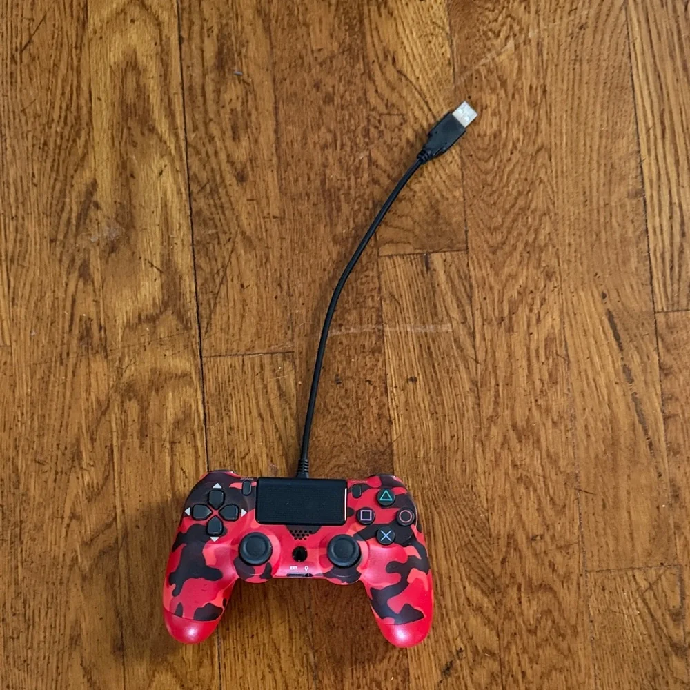 Red Camo Wireless Game Controller - PlayStation Style